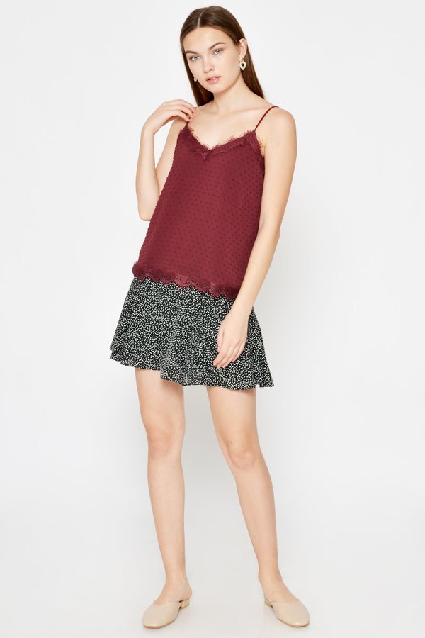 ELLSEY CHIFFON DOT LACE CAMI TOP ELLSEY CHIFFON DOT LACE CAMI TOP