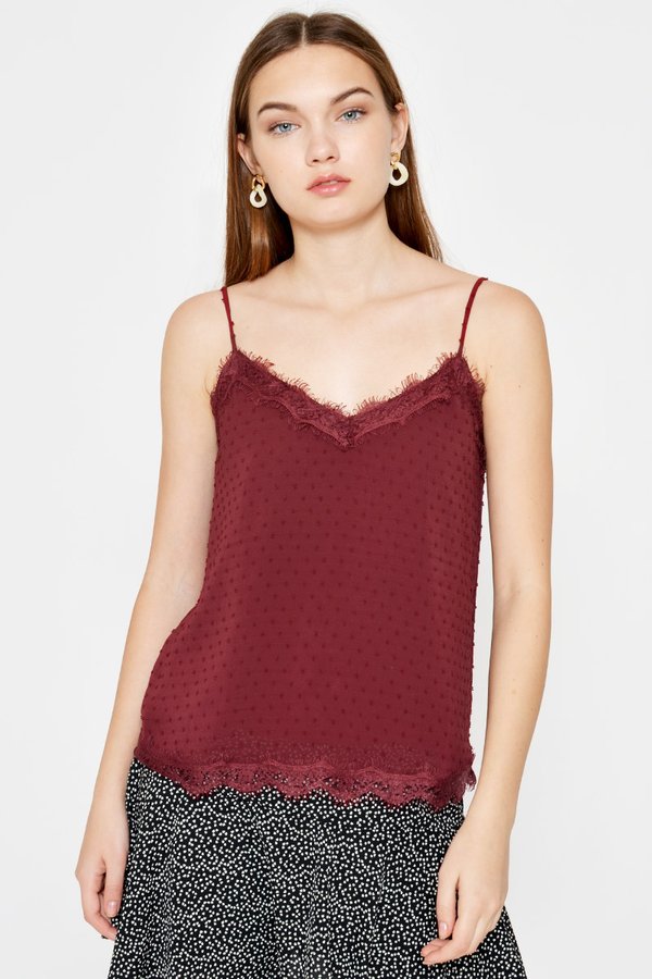 ELLSEY CHIFFON DOT LACE CAMI TOP ELLSEY CHIFFON DOT LACE CAMI TOP