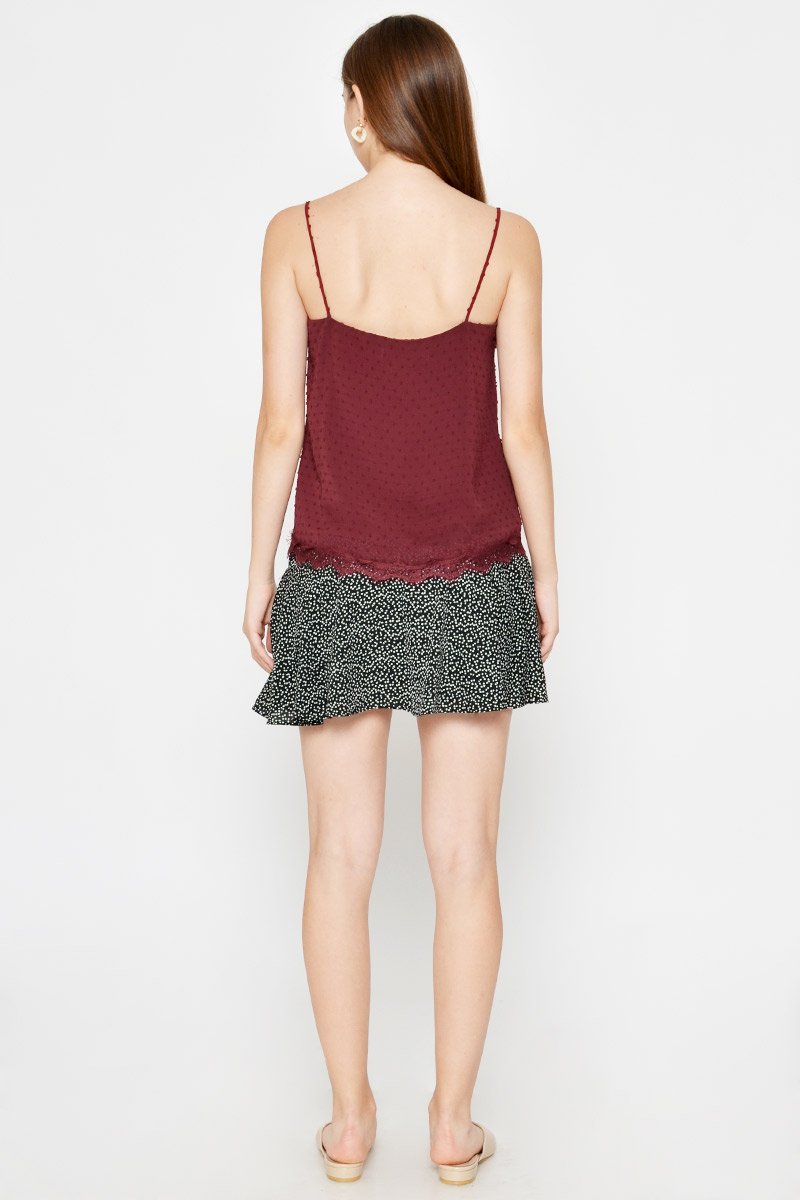 ELLSEY CHIFFON DOT LACE CAMI TOP