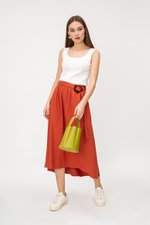 SHINA LINEN MIDI SKIRT W TORTOISESHELL BUCKLE