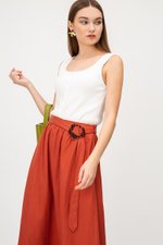 SHINA LINEN MIDI SKIRT W TORTOISESHELL BUCKLE
