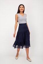 LACHELLE CHIFFON DOT MIDI SKIRT