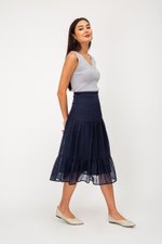 LACHELLE CHIFFON DOT MIDI SKIRT