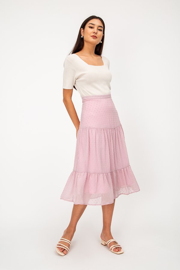 LACHELLE CHIFFON DOT MIDI SKIRT