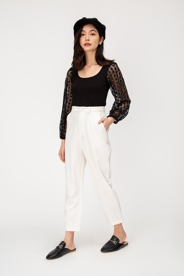 ZION CROCHET BALLOON SLEEVE TOP