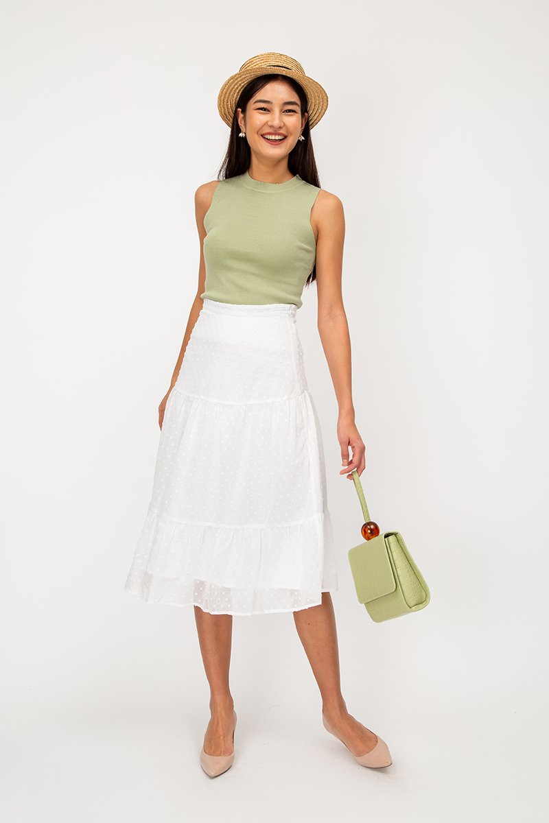 LACHELLE CHIFFON DOT MIDI SKIRT