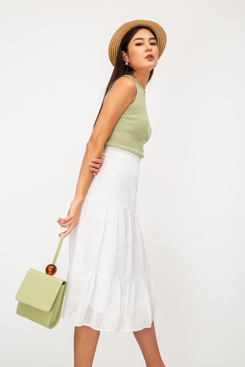 LACHELLE CHIFFON DOT MIDI SKIRT