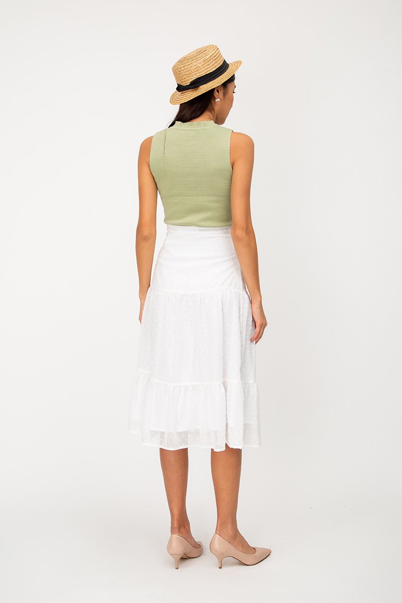 LACHELLE CHIFFON DOT MIDI SKIRT