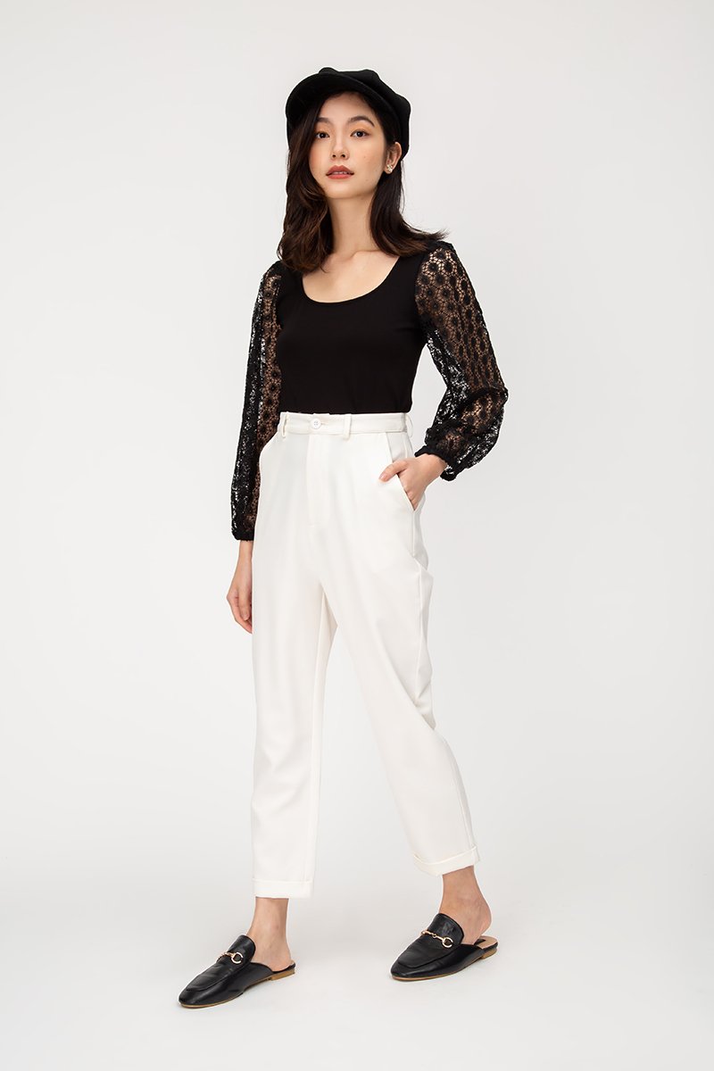 ZION CROCHET BALLOON SLEEVE TOP