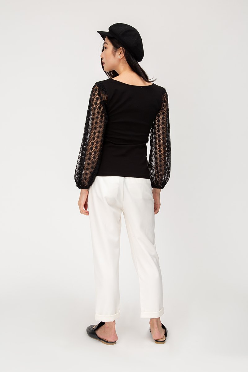 ZION CROCHET BALLOON SLEEVE TOP