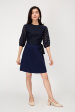 VINO TEXTURED MESH FLARE DRESS W SASH