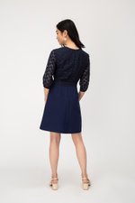 VINO TEXTURED MESH FLARE DRESS W SASH