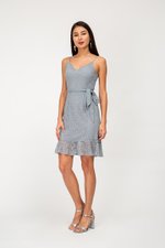 FAUNIA LACE MIDI DRESS W SASH
