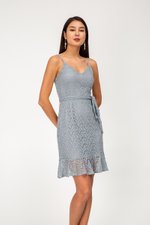 FAUNIA LACE MIDI DRESS W SASH