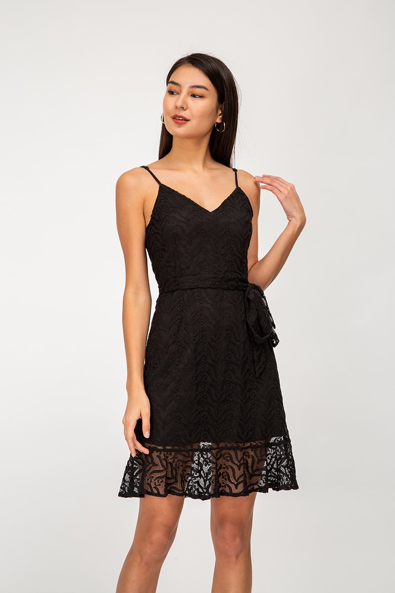 FAUNIA LACE MIDI DRESS W SASH