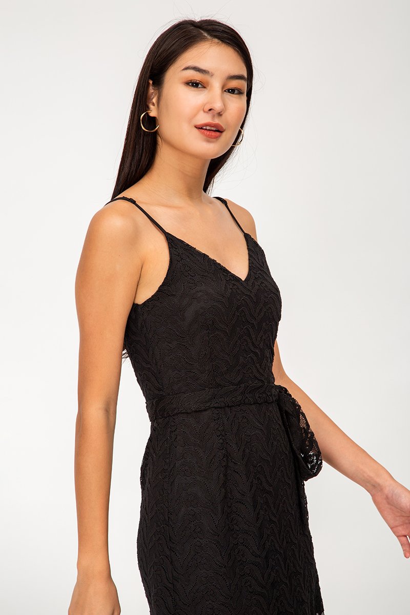 FAUNIA LACE MIDI DRESS W SASH