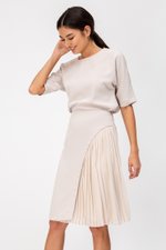 YENDA SIDE PLEAT OVERLAP MIDI SKIRT YENDA SIDE PLEAT OVERLAP MIDI SKIRT