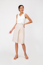 YENDA SIDE PLEAT OVERLAP MIDI SKIRT YENDA SIDE PLEAT OVERLAP MIDI SKIRT