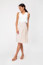 YENDA SIDE PLEAT OVERLAP MIDI SKIRT YENDA SIDE PLEAT OVERLAP MIDI SKIRT
