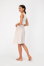 YENDA SIDE PLEAT OVERLAP MIDI SKIRT YENDA SIDE PLEAT OVERLAP MIDI SKIRT