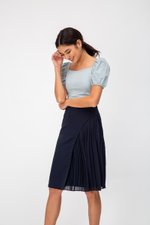 YENDA SIDE PLEAT OVERLAP MIDI SKIRT YENDA SIDE PLEAT OVERLAP MIDI SKIRT
