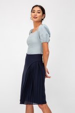 YENDA SIDE PLEAT OVERLAP MIDI SKIRT YENDA SIDE PLEAT OVERLAP MIDI SKIRT