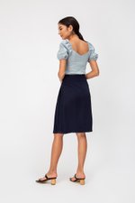 YENDA SIDE PLEAT OVERLAP MIDI SKIRT YENDA SIDE PLEAT OVERLAP MIDI SKIRT