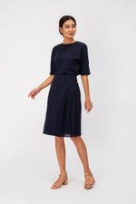 YENDA SIDE PLEAT OVERLAP MIDI SKIRT YENDA SIDE PLEAT OVERLAP MIDI SKIRT