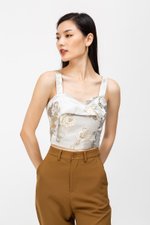 STEPHAN FLORAL JACQUARD CROP TOP