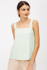ELISE CHINESE BUTTON CHECKERED TOP