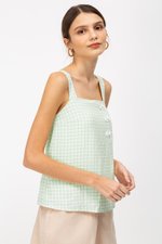 ELISE CHINESE BUTTON CHECKERED TOP