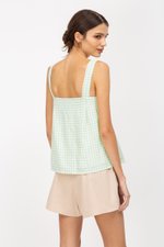 ELISE CHINESE BUTTON CHECKERED TOP