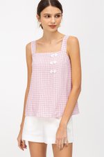 ELISE CHINESE BUTTON CHECKERED TOP