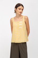 ELISE CHINESE BUTTON CHECKERED TOP