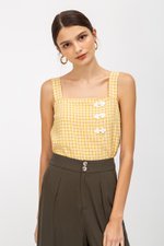 ELISE CHINESE BUTTON CHECKERED TOP