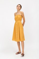 KENDRA FRILLS NECKLINE LINEN DRESS