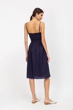 KENDRA FRILLS NECKLINE LINEN DRESS