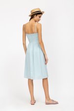 KENDRA FRILLS NECKLINE LINEN DRESS
