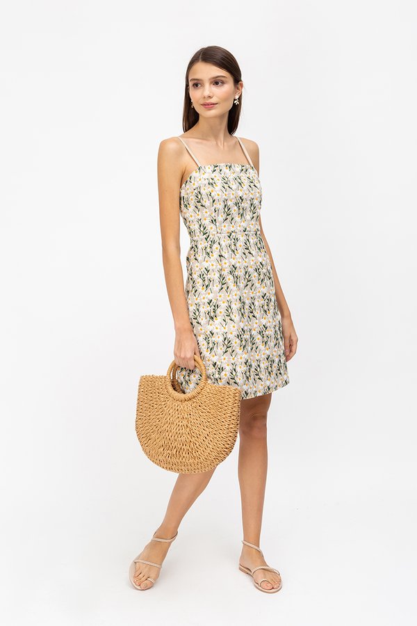 DELLARIE DAISY EMBROIDERY MINI DRESS