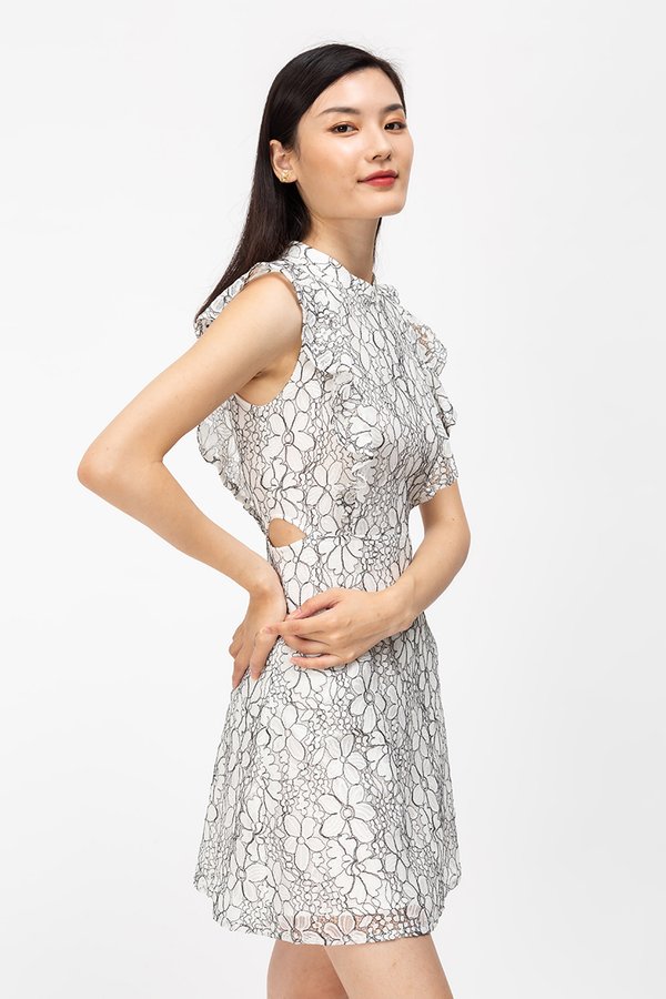 ELIZABETH CUTOUT WAIST LACE CHEONGSAM W DETACHABLE COLLAR