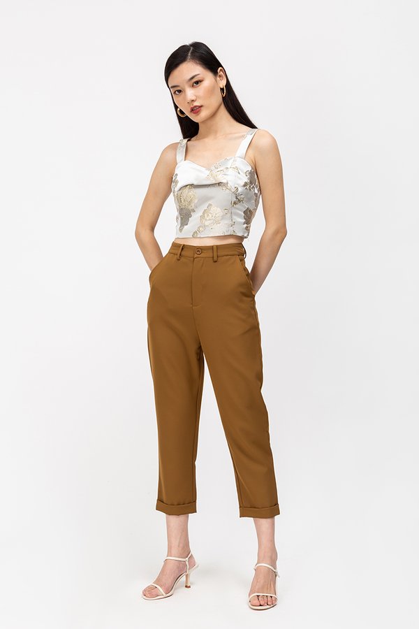 STEPHAN FLORAL JACQUARD CROP TOP