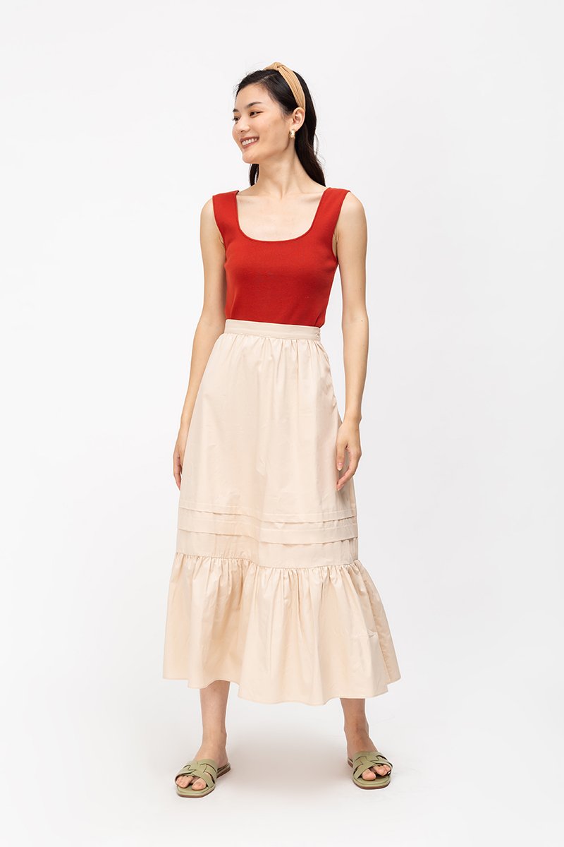 KYRA POPLIN MIDAXI SKIRT