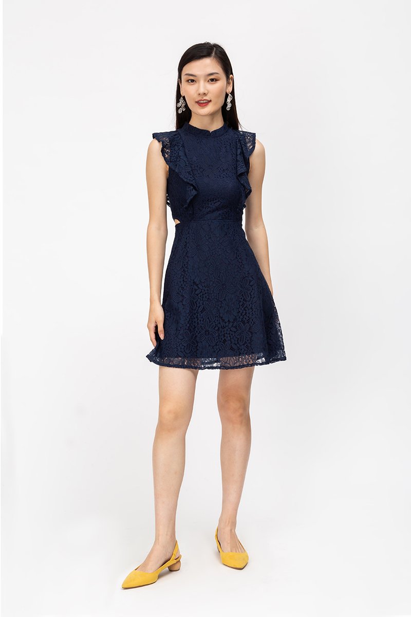ELIZABETH CUTOUT WAIST LACE CHEONGSAM W DETACHABLE COLLAR