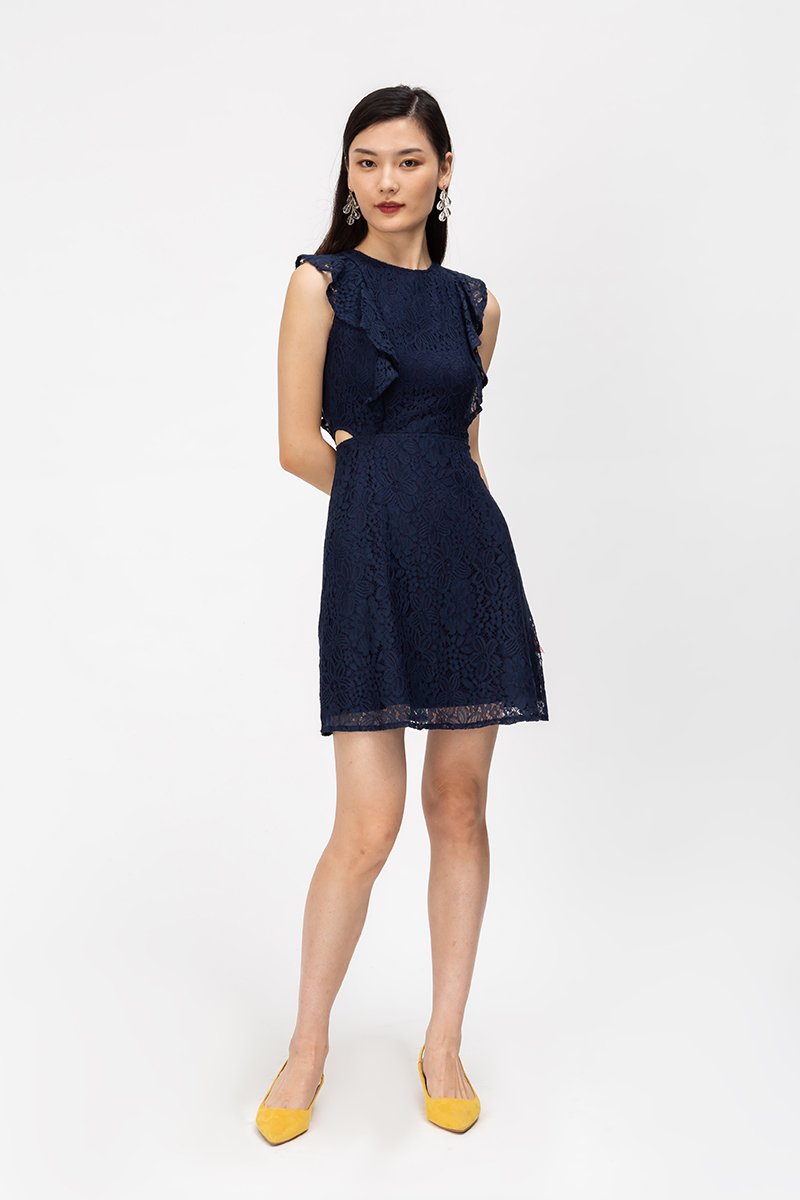 ELIZABETH CUTOUT WAIST LACE CHEONGSAM W DETACHABLE COLLAR