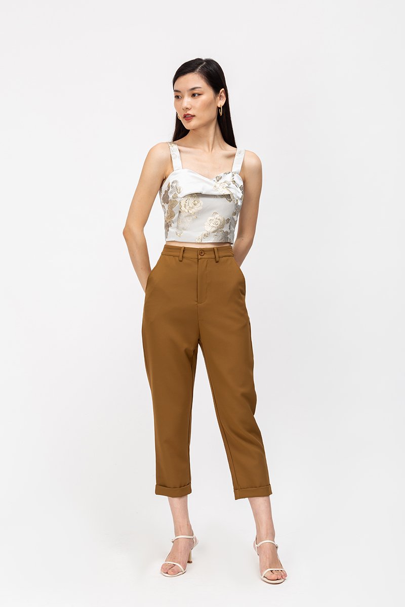 STEPHAN FLORAL JACQUARD CROP TOP