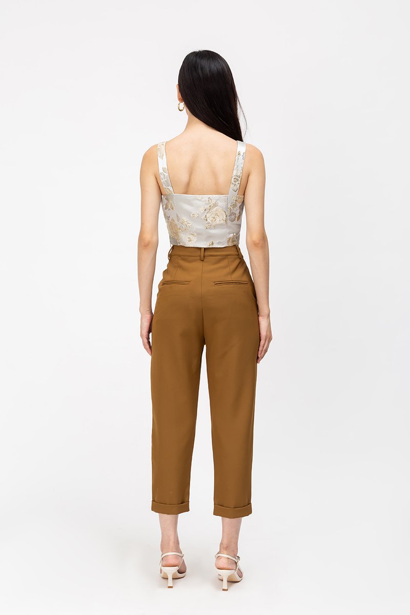 STEPHAN FLORAL JACQUARD CROP TOP