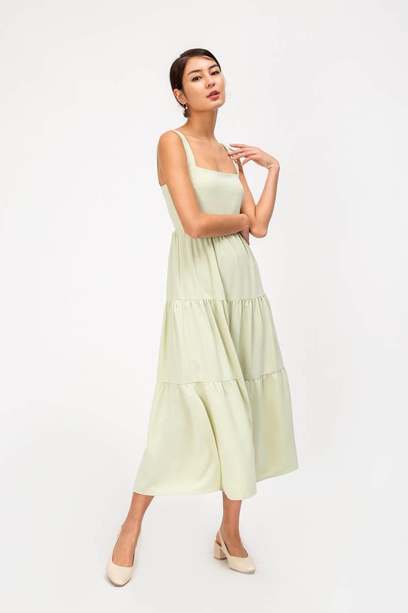 CARLENE TIERED MAXI DRESS W SLIT