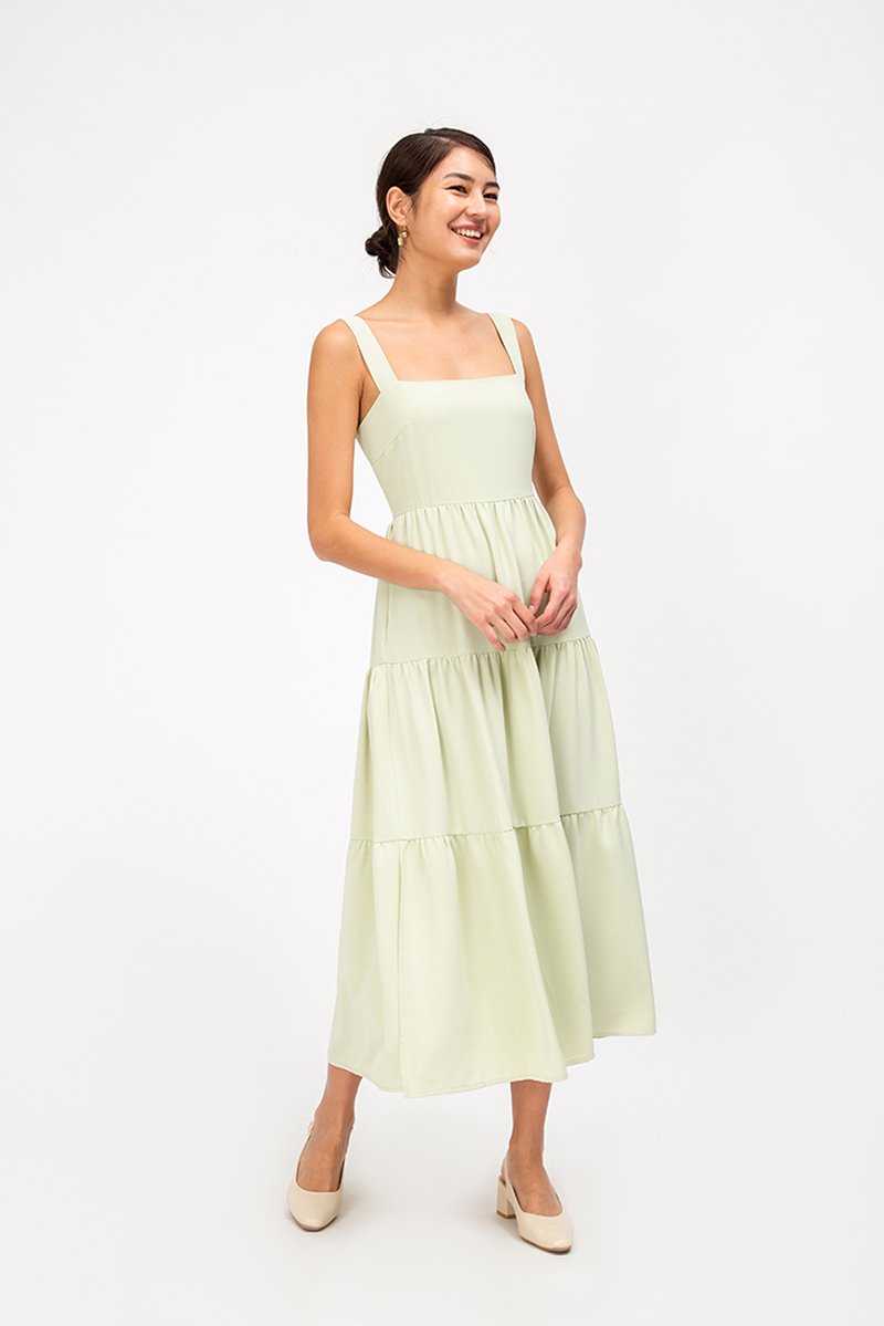 CARLENE TIERED MAXI DRESS W SLIT