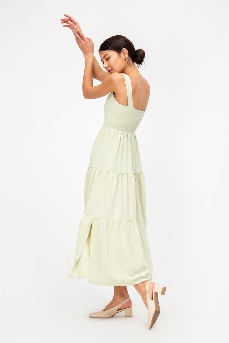 CARLENE TIERED MAXI DRESS W SLIT