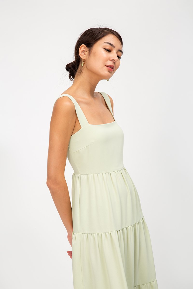 CARLENE TIERED MAXI DRESS W SLIT